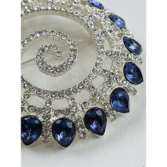 NAPIER Vintage Brooch Purple/Clear Rhinestone Large 2" Spiral Shell Pin Lavender - Picture 16 of 16